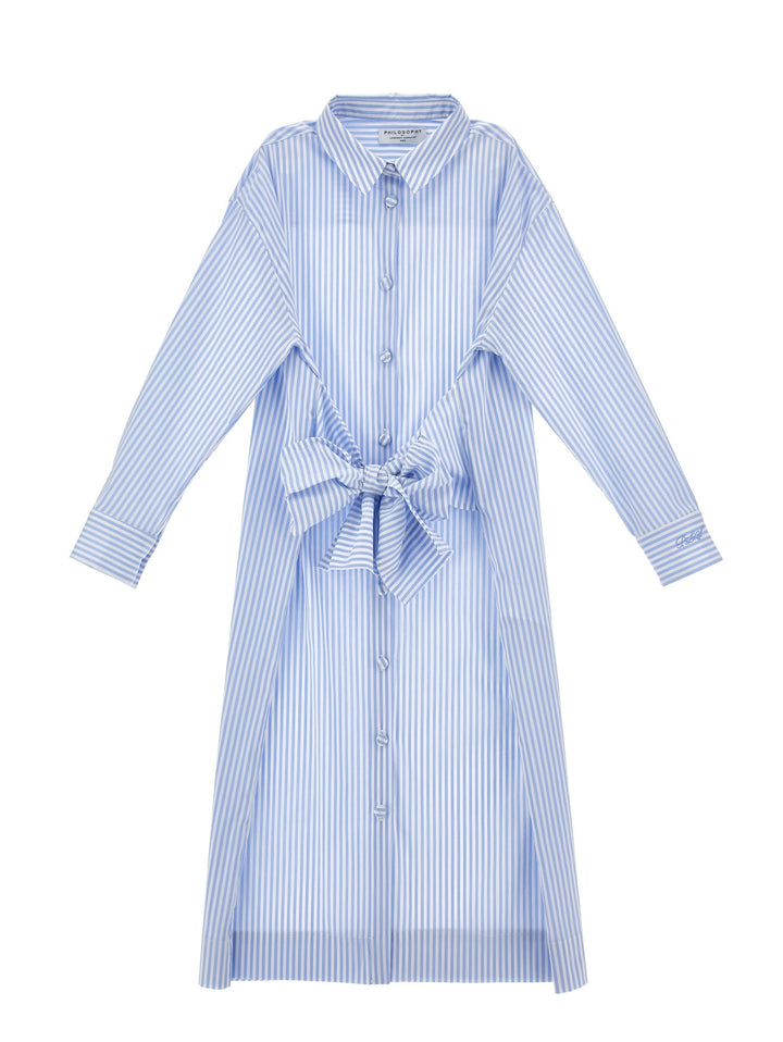 Poplin Shirt Dress - White Blue - Posh New York