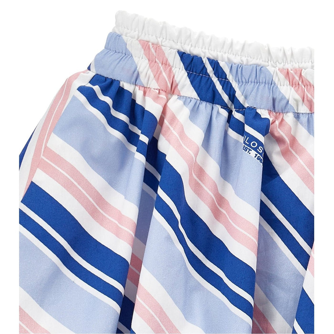 Poplin Striped Bubble Skirt - 0084 Blue Pink - Posh New York