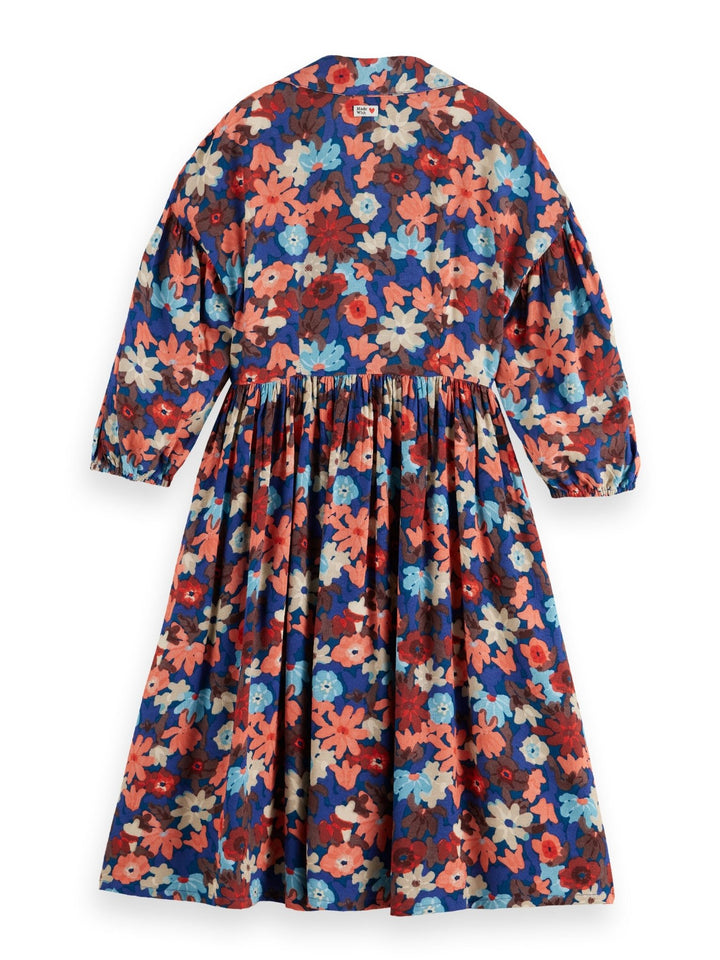 Printed Viscose Midi Dress - Floral Fld - Posh New York