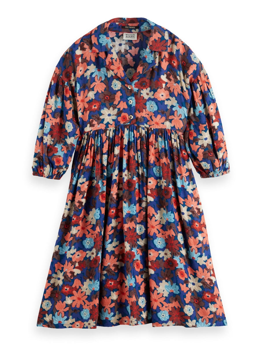 Printed Viscose Midi Dress - Floral Fld - Posh New York