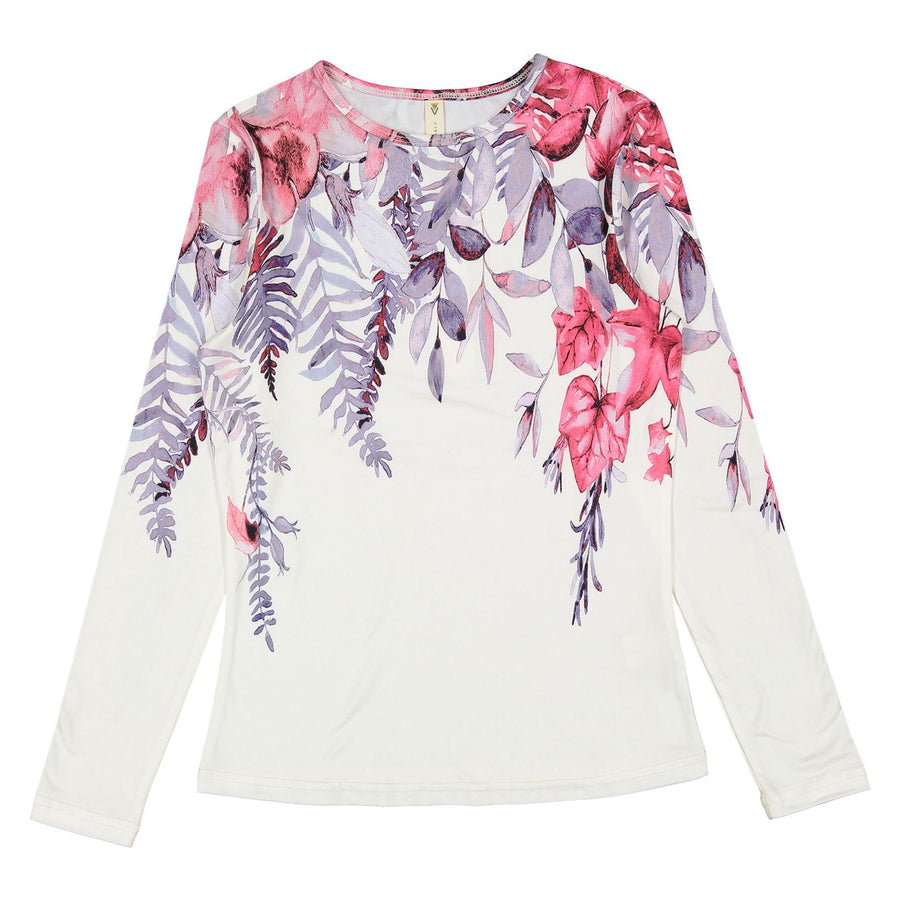 Purple Pink Floral Tee - Pink/Cream - Posh New York