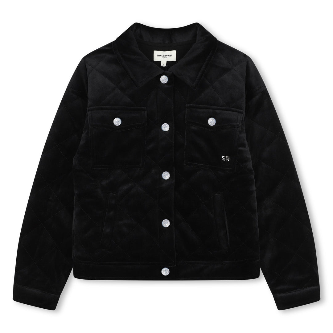 Quilted Velvet Jacket - Black - Posh New York