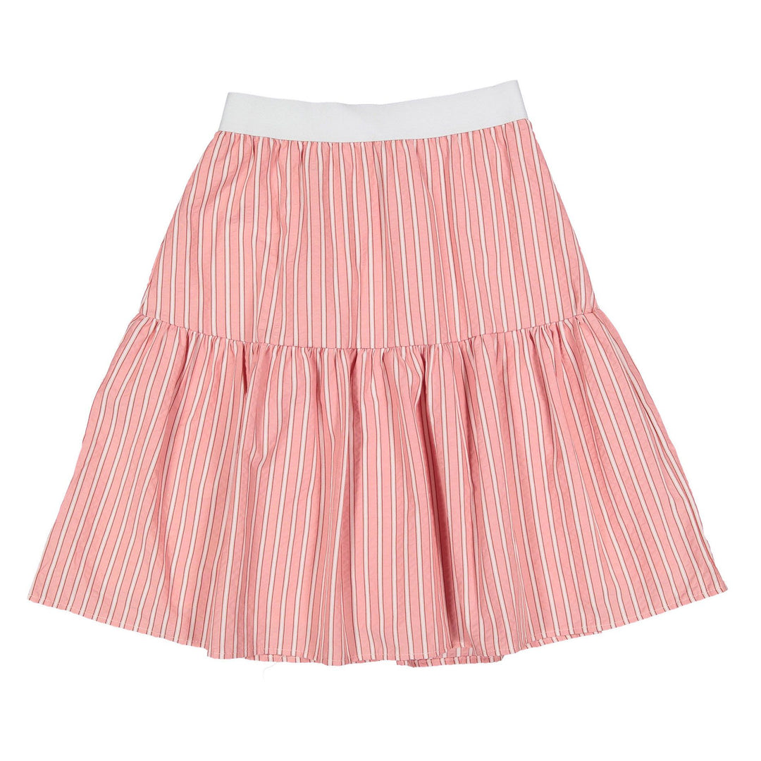 Pink Stripe Tiered Skirt - Pink