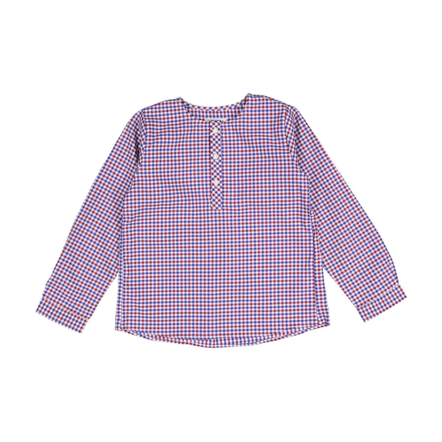 Red and blue gingham tunic ls - Red - Posh New York