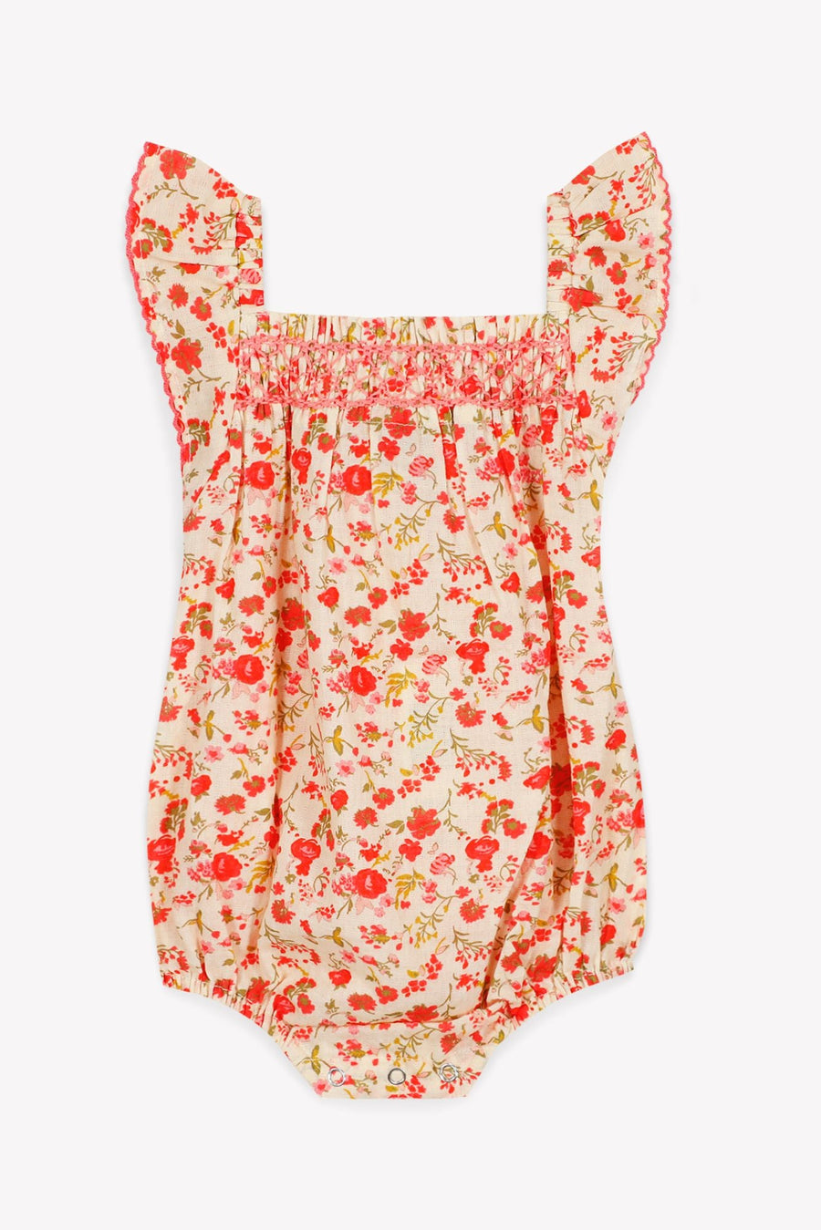 Red Floral Romper - Fleurs Indiennes - Posh New York