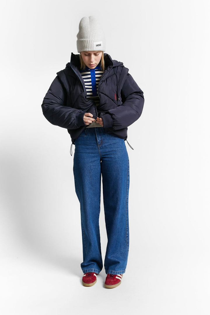 Reversible Puffer Jacket with Cap - Navy - Posh New York