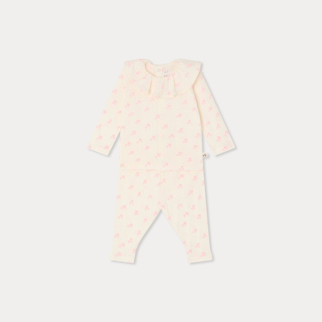 Ribbed 2 Piece With Pink Cherrys - Imp Rose Fluo 626 - Posh New York