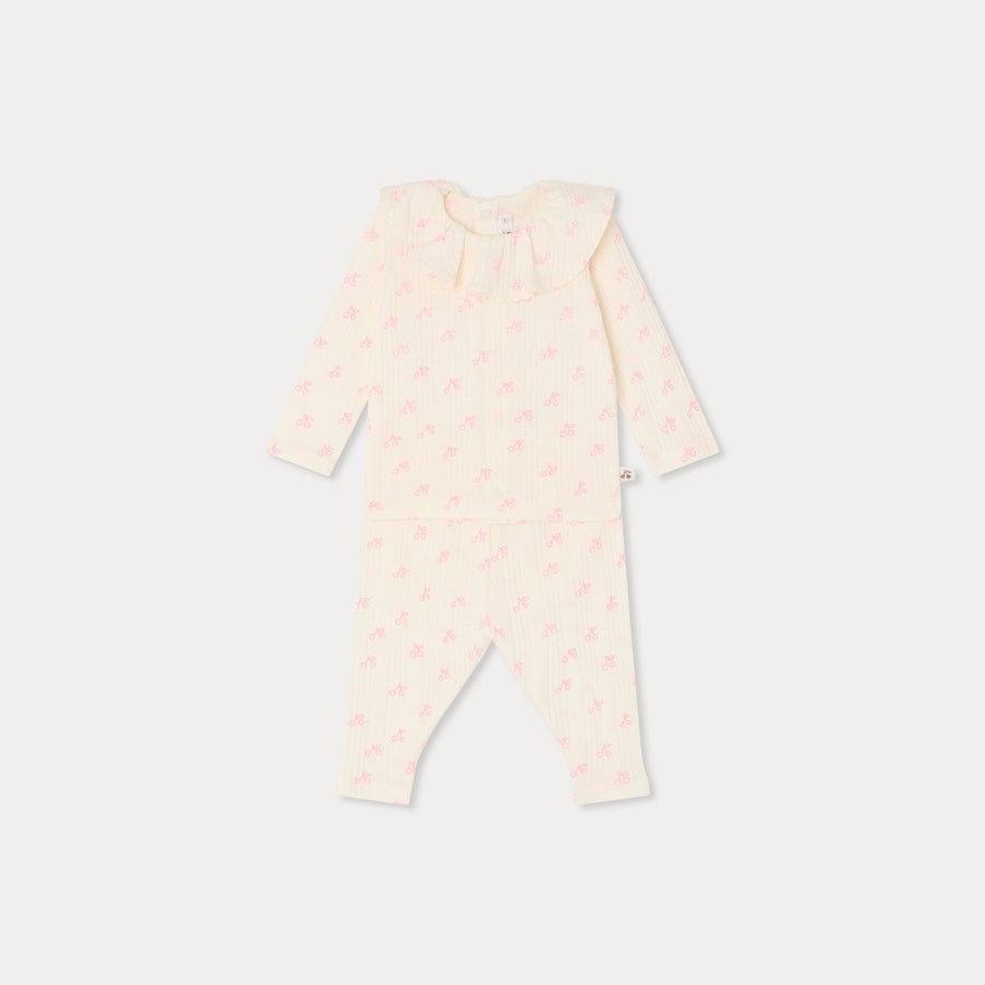 Ribbed 2 Piece With Pink Cherrys - Imp Rose Fluo 626 - Posh New York