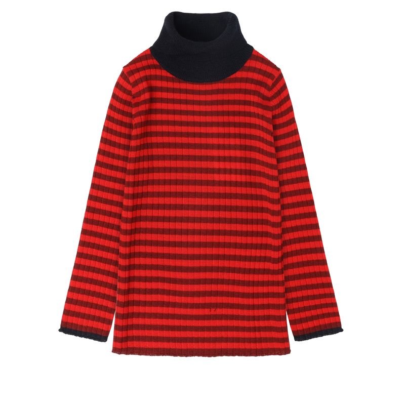 Rollneck Blouse - Cranberry/Signal Red - Posh New York