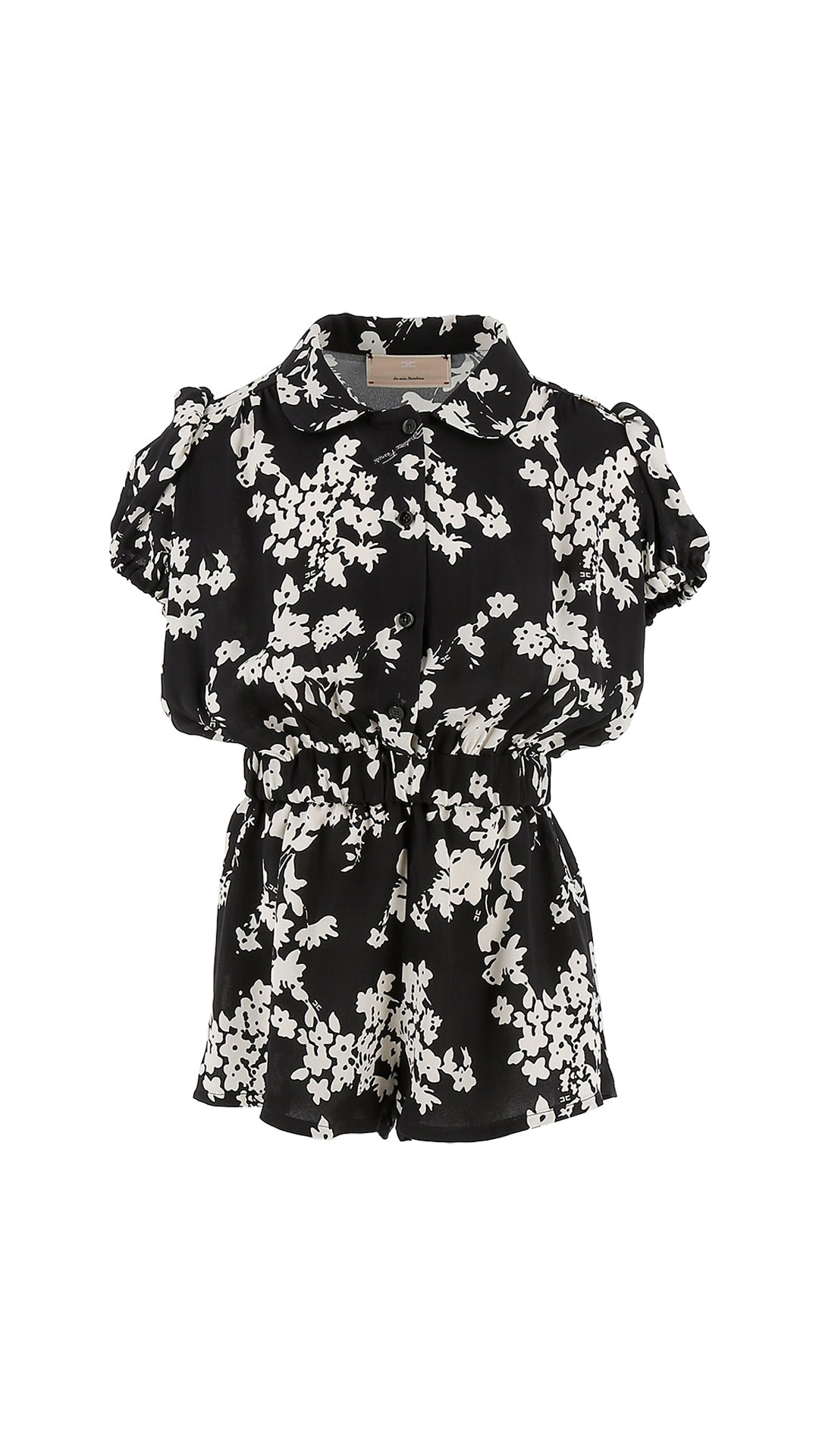 Romper Georgette Print Flower - Black/Butter - Posh New York