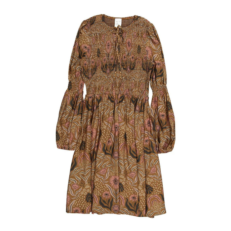 Rust Floral Smocked Dress - Print - Posh New York