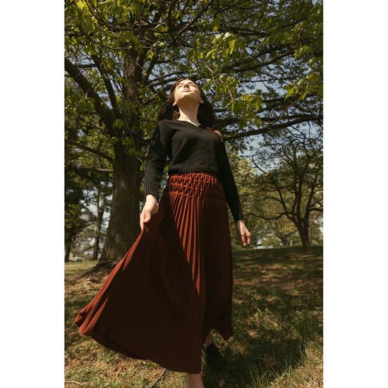 Rust Pleated Skirt - Red - Posh New York