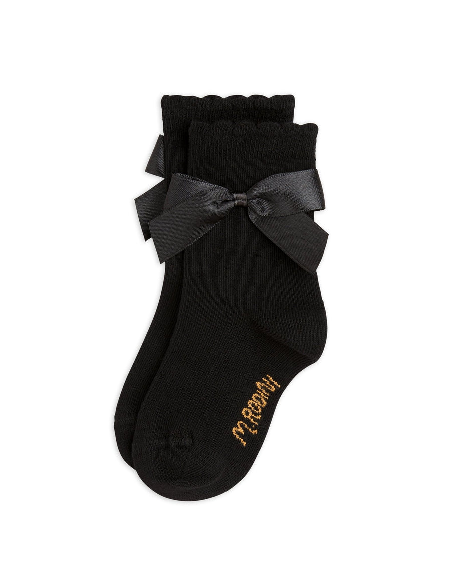 Satin Bow Socks - Black - Posh New York