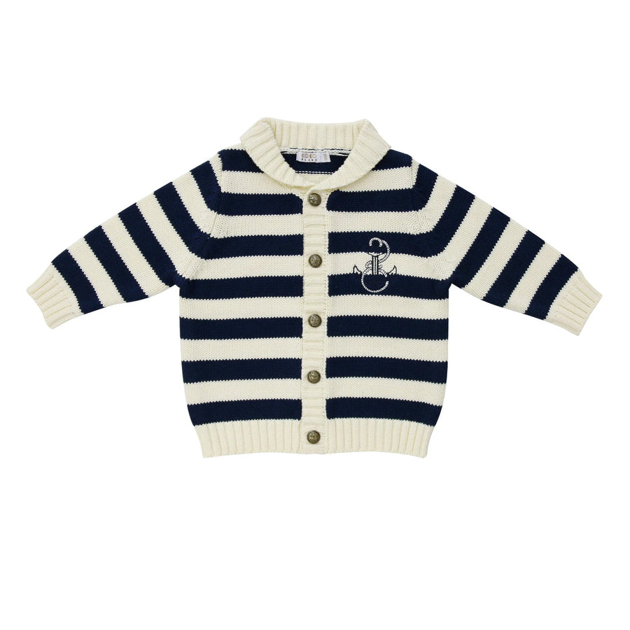 Shawl Collar Sweater - Navy/Cream - Posh New York