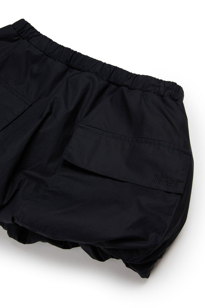 SHORT BUBBLE SKIRT WITH CARGO - Black - Posh New York