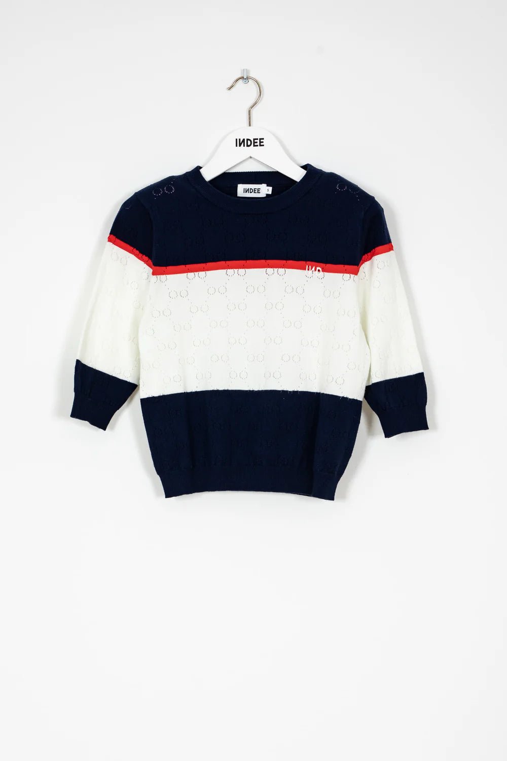 Short Sleeve Tricolor Pullover - Navy - Posh New York