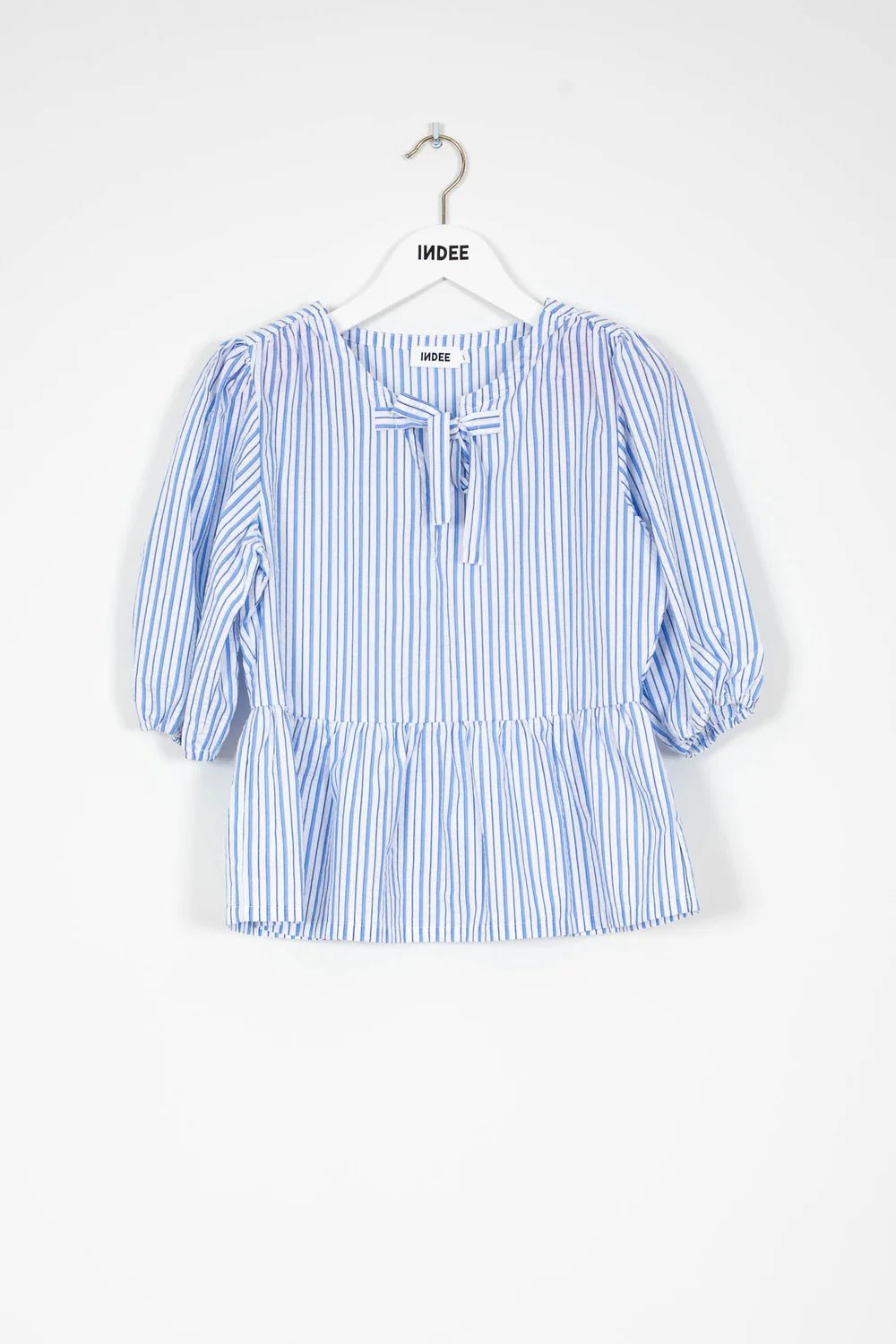 Short Sleeved Striped Cotton Top - Blue - Posh New York