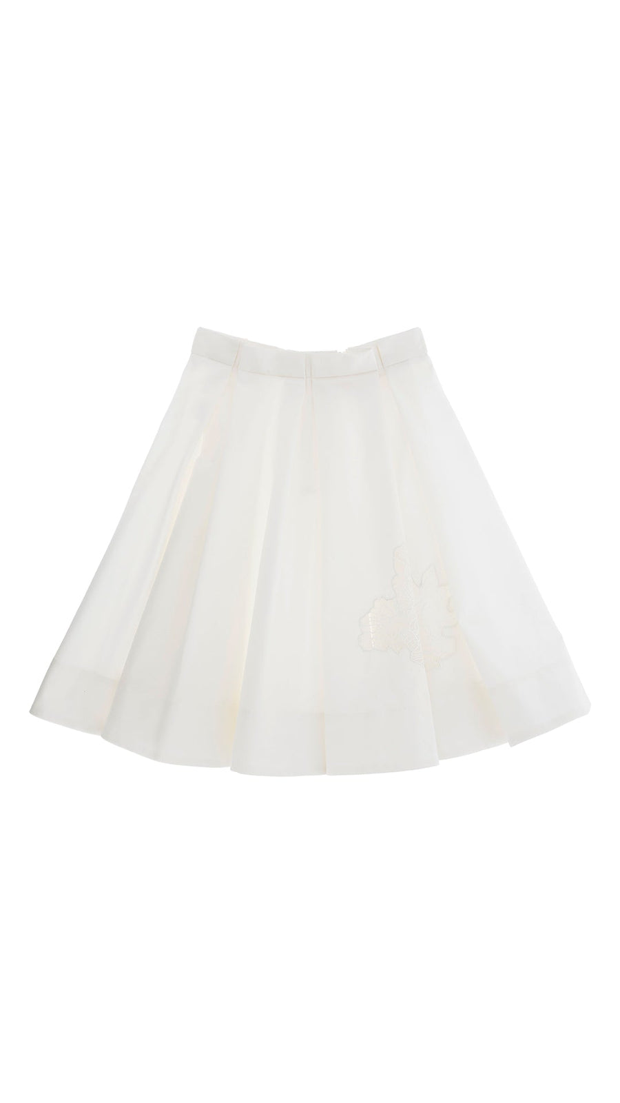 Skirt Popeline with Embro Flower - Panna Chiaro - Posh New York