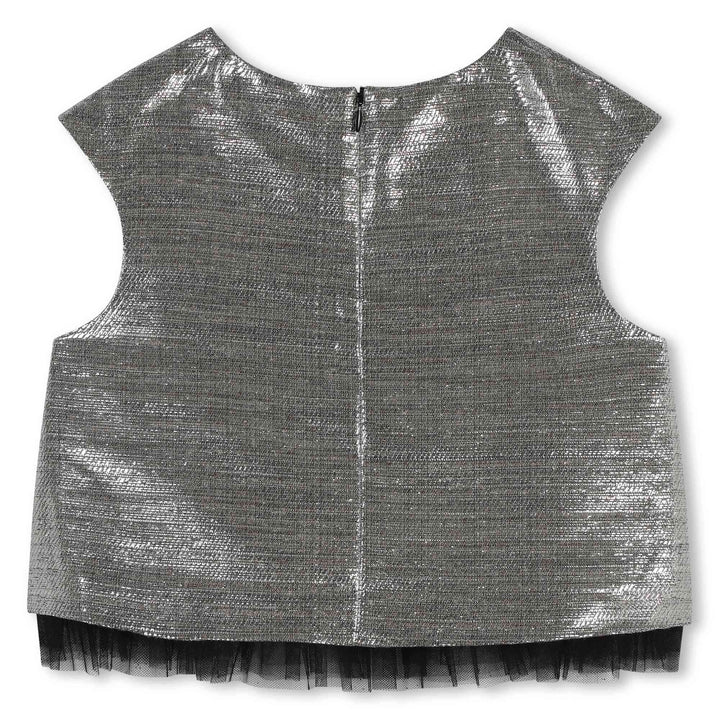 Sleeveless Blouse with Zipped Closure - Silver - Posh New York