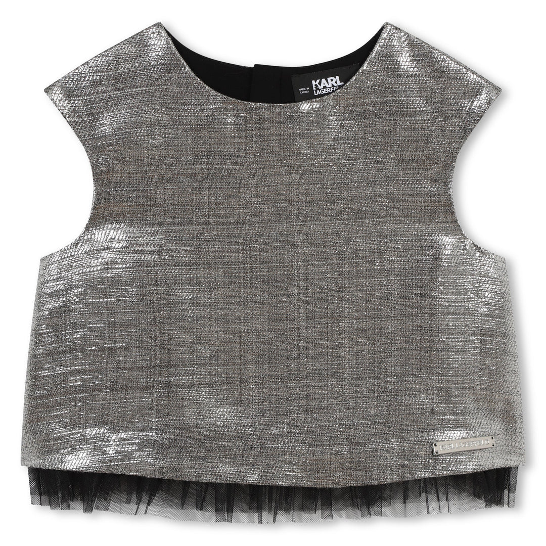 Sleeveless Blouse with Zipped Closure - Silver - Posh New York