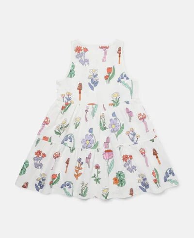 Sleeveless Fairy Floral Print Dress - White - Posh New York