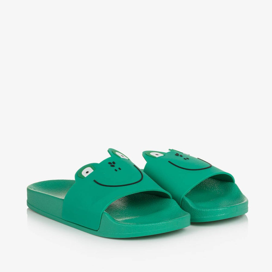 Slides with Frog Face Print - Green - Posh New York