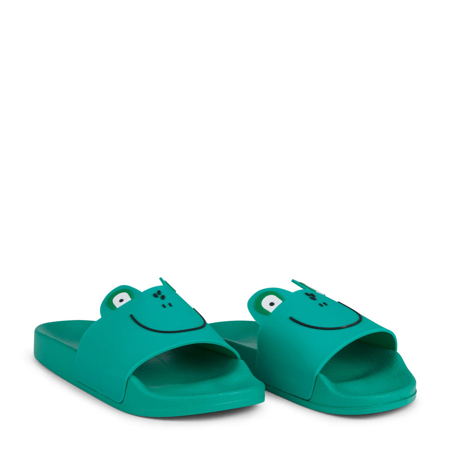 Slides with Frog Face Print - Green - Posh New York