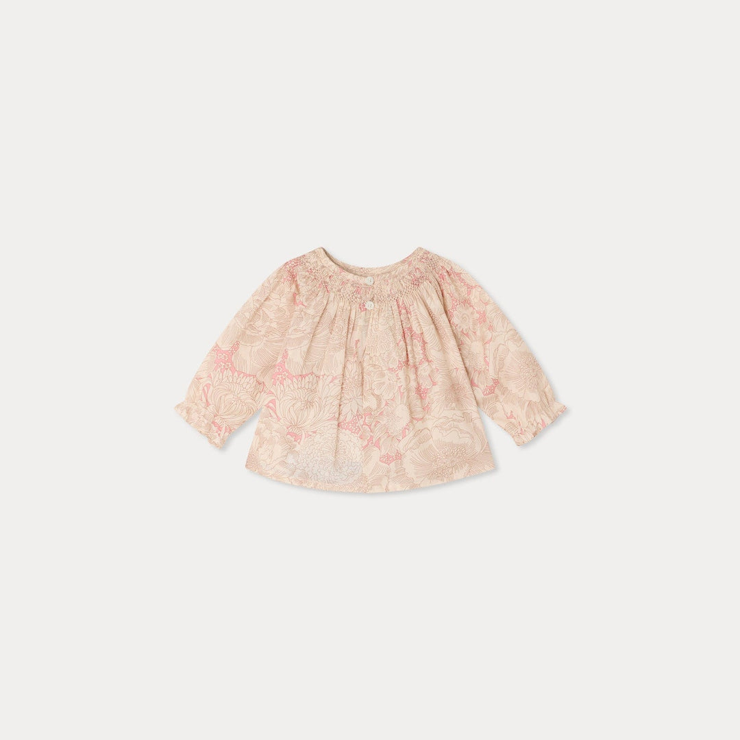 Smock Pink Floral Blouse - FL Rose Moyen 522 - Posh New York