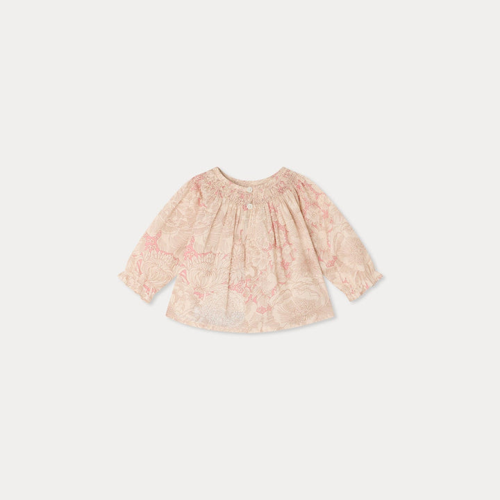 Smock Pink Floral Blouse - FL Rose Moyen 522 - Posh New York