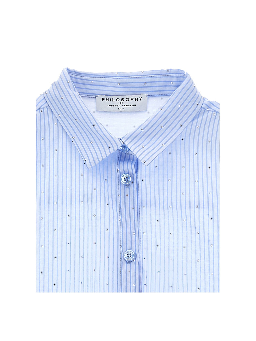 SS Boxy Button Up Shirt With Allover Stones - 0058 Blue - Posh New York