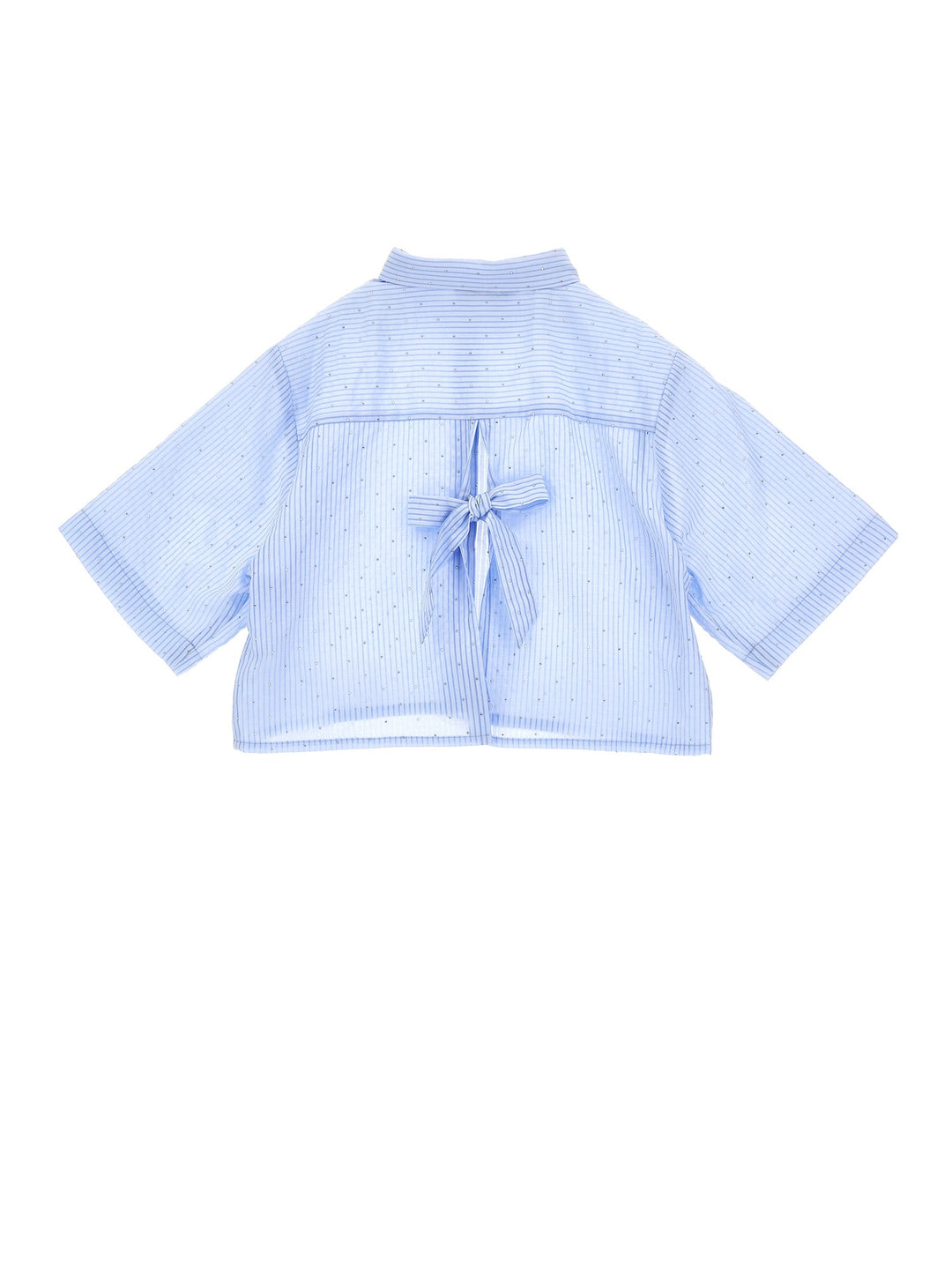 SS Boxy Button Up Shirt With Allover Stones - 0058 Blue - Posh New York