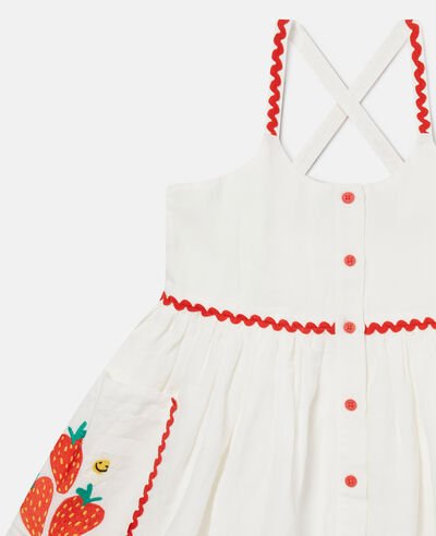 Strappy Dress with Strawberry Flower Print - White - Posh New York