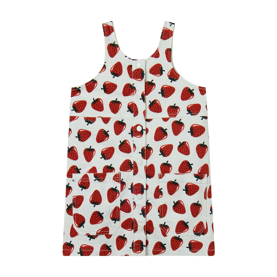 Strawberries Garbardine Dress - White - Posh New York