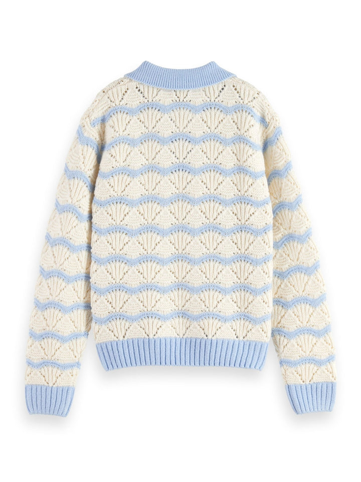 Stripe Boxy Pullover with Collar - Pcfc Blue - Posh New York