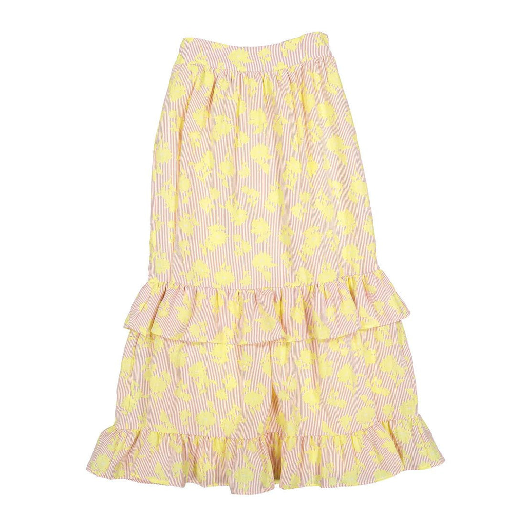 Stripe Flower Design Skirt - Pink - Posh New York