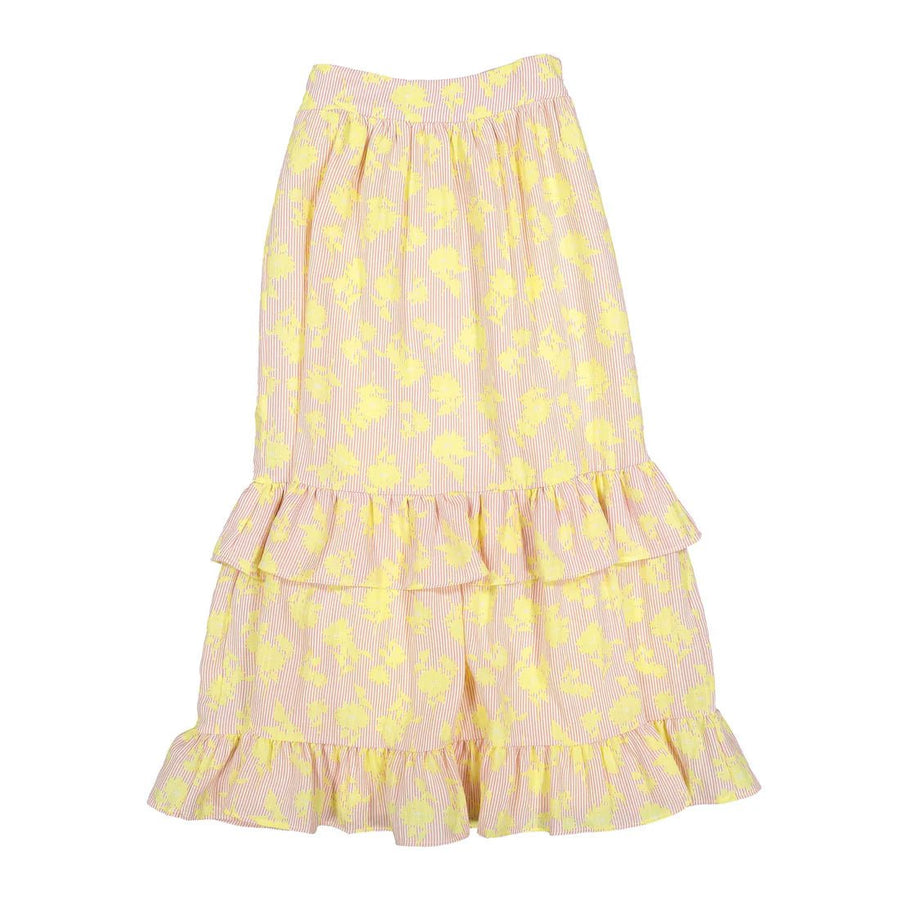 Stripe Flower Design Skirt - Pink - Posh New York