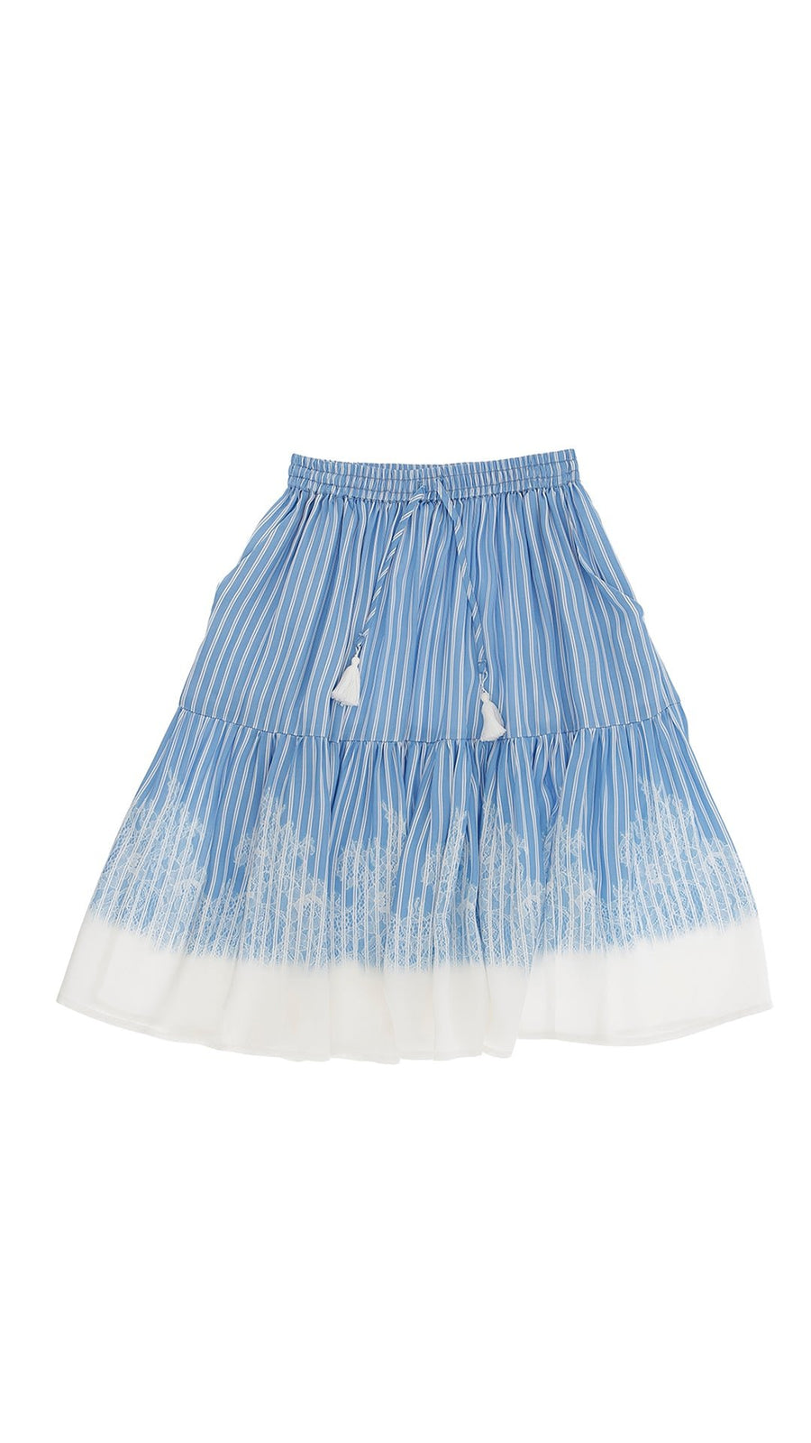 Stripe Skirt Satin - White/Blue - Posh New York