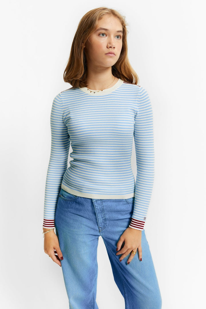 Striped Pullover Long Sleeves - Blue - Posh New York