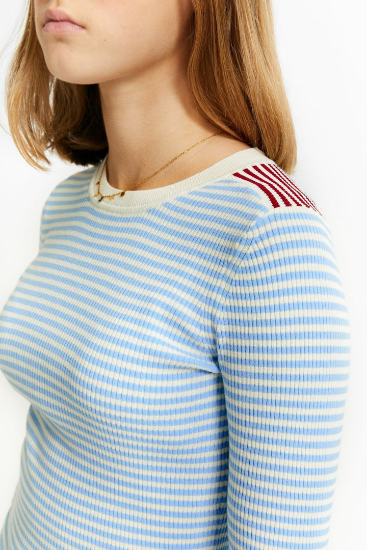 Striped Pullover Long Sleeves - Blue - Posh New York