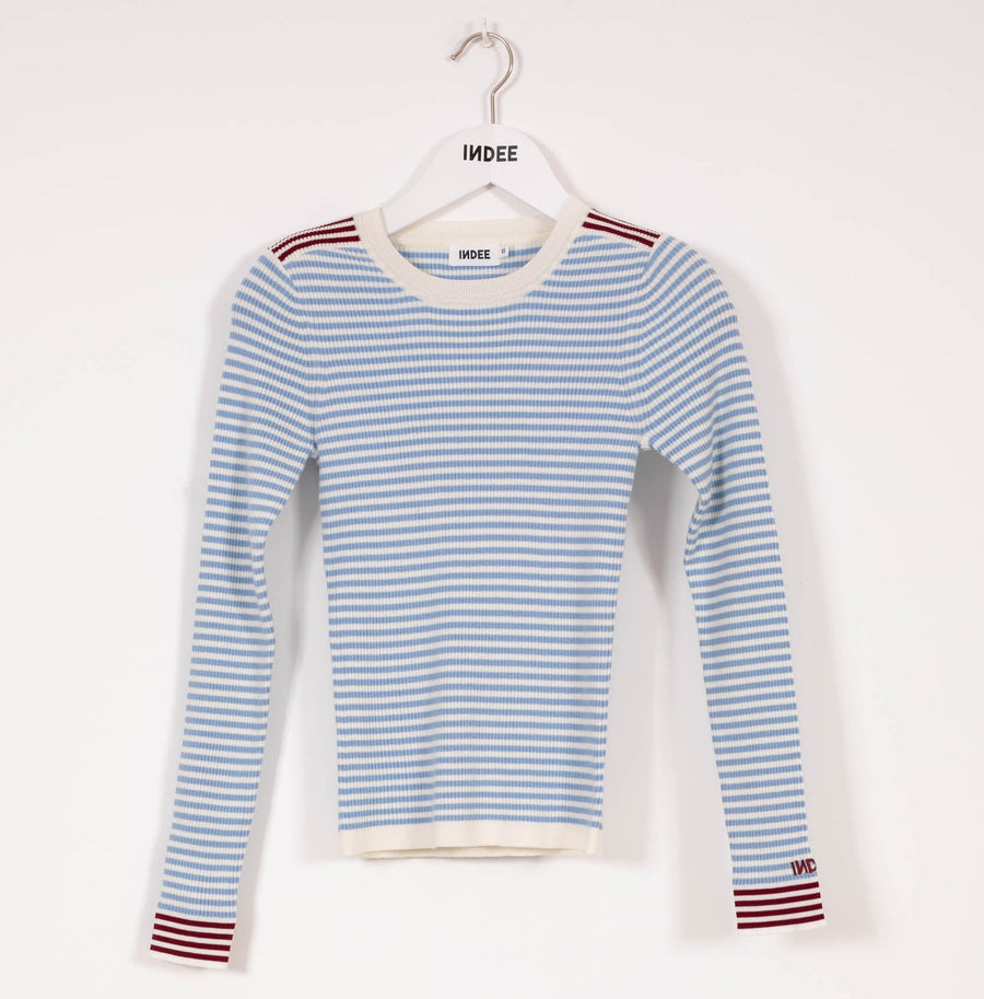 Striped Pullover Long Sleeves - Blue - Posh New York