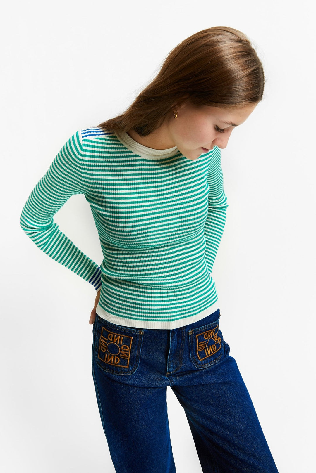 Striped Pullover Long Sleeves - Green - Posh New York