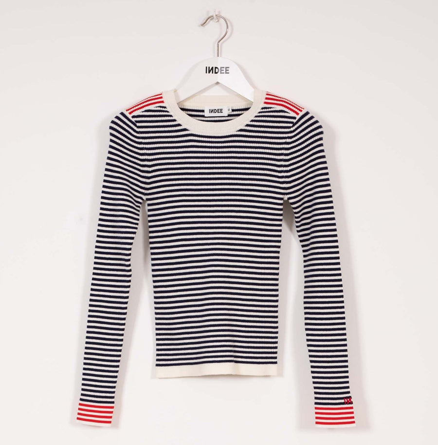 Striped Pullover Long Sleeves - Navy - Posh New York