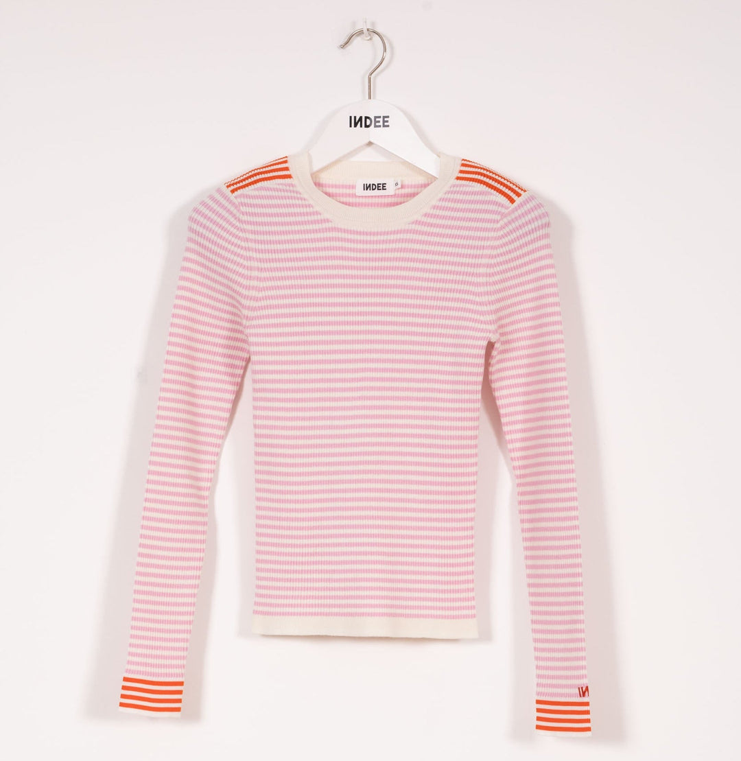 Striped Pullover Long Sleeves - Pink - Posh New York