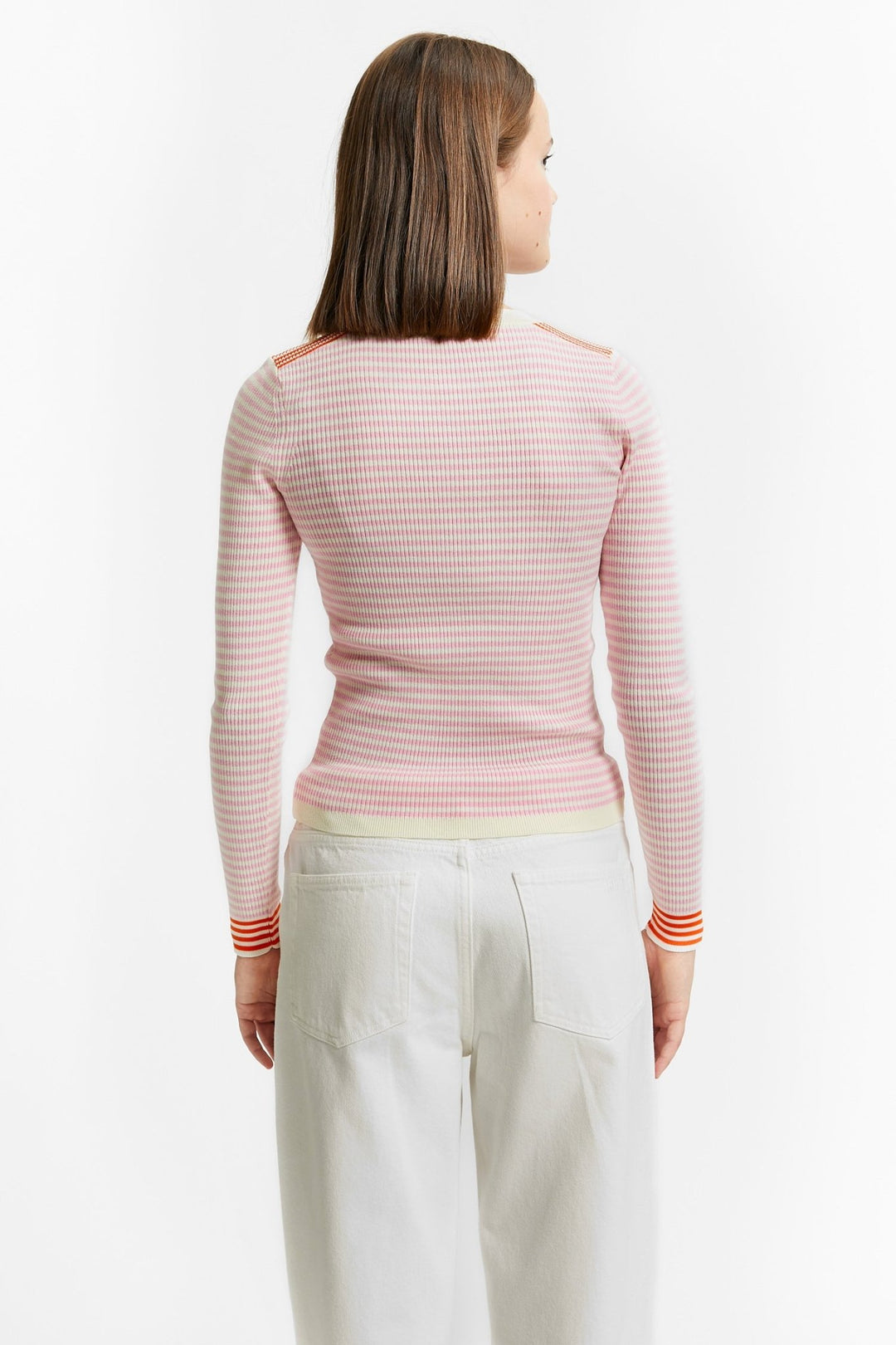Striped Pullover Long Sleeves - Pink - Posh New York