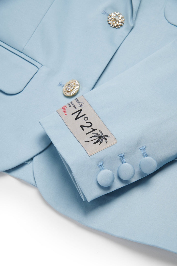 Suit Jacket With Jeweled Buttons - LT Blue - Posh New York