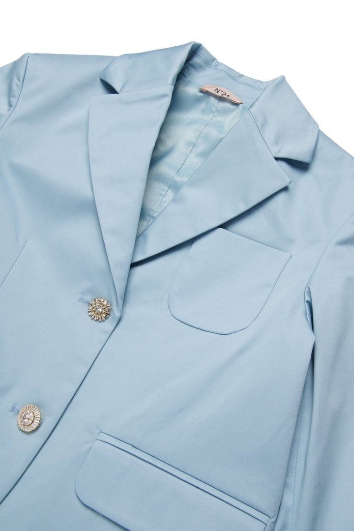 Suit Jacket With Jeweled Buttons - LT Blue - Posh New York