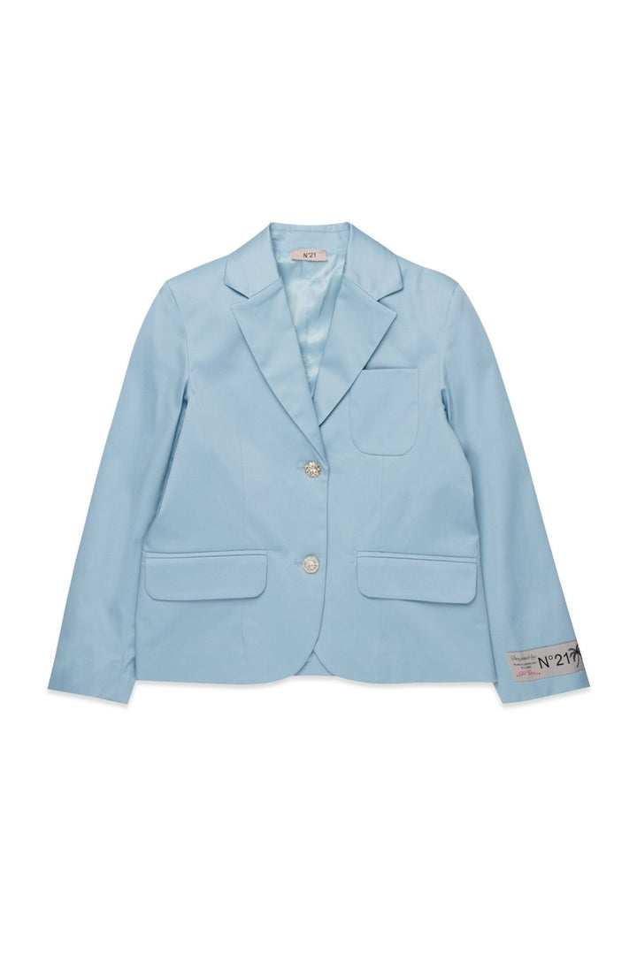 Suit Jacket With Jeweled Buttons - LT Blue - Posh New York