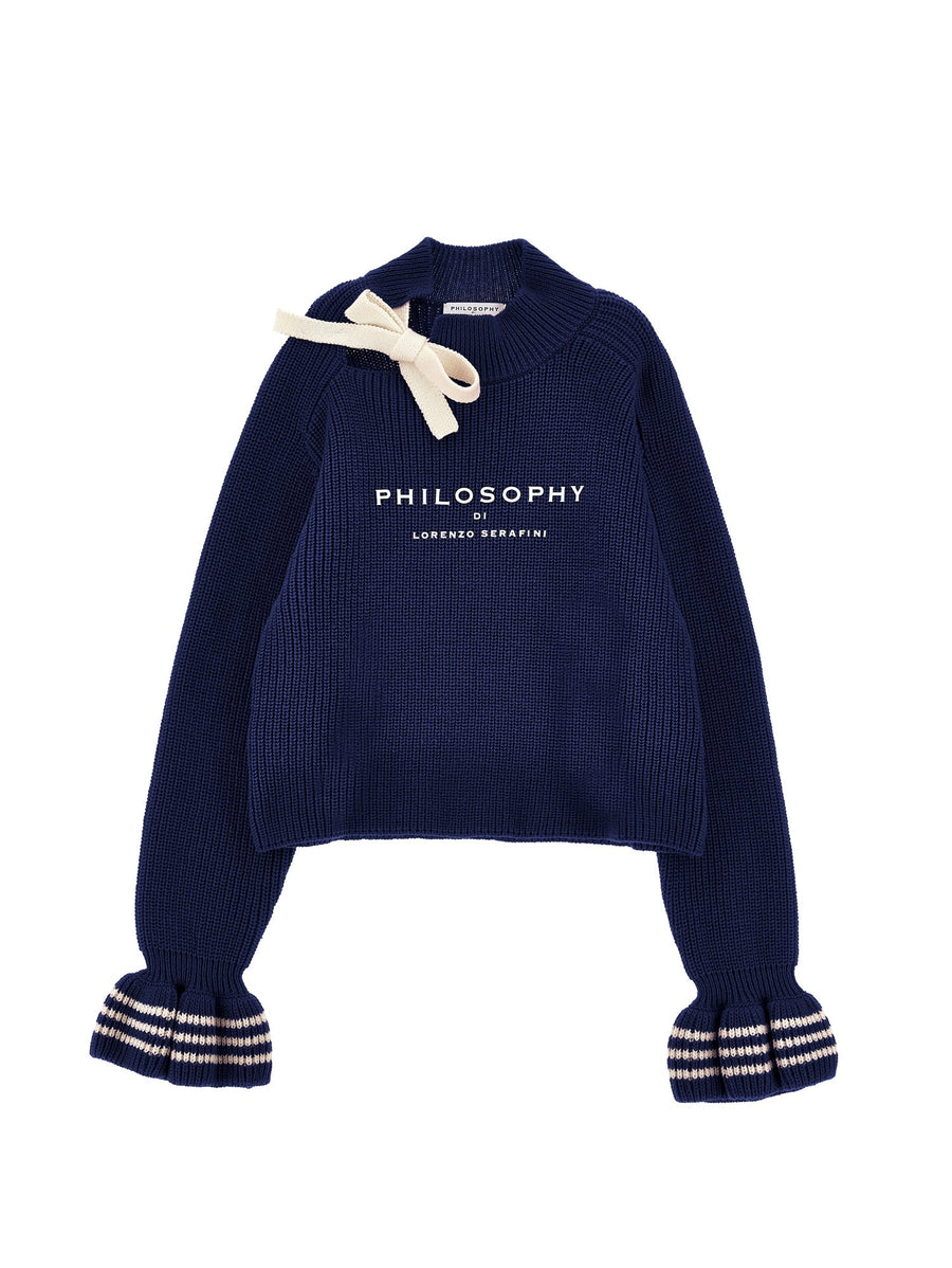 Sweater W Bow - Blue - Posh New York