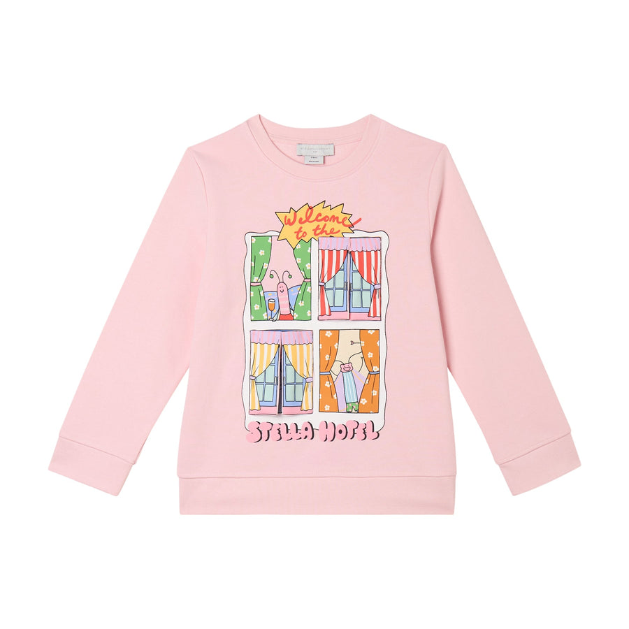 Sweatshirt With Stella Hotel Graphic - Pink - Posh New York