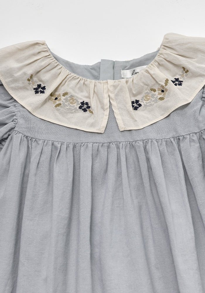 Sweet Blue Dress With Collar - Blue - Posh New York